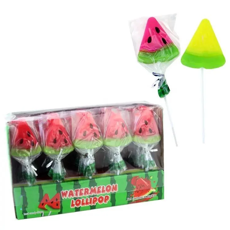 Manufacturer Wholesale Halal OEM Hot Sell Watermelon Shape Hard Lollipop Candy