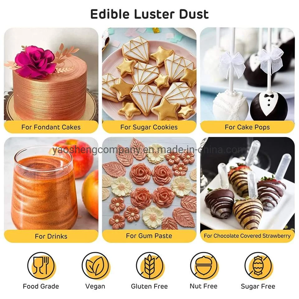 Edible Metallic Luster Dust Powder for Macarons Cookies Chocolate Sprinkles Cake Decorations